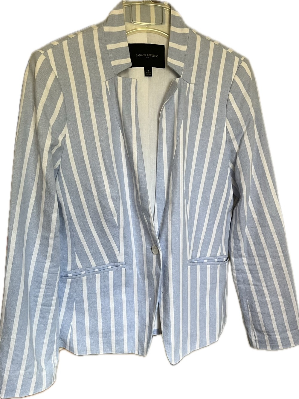 Banana Republic Light Blue and White Striped Blazer size 8